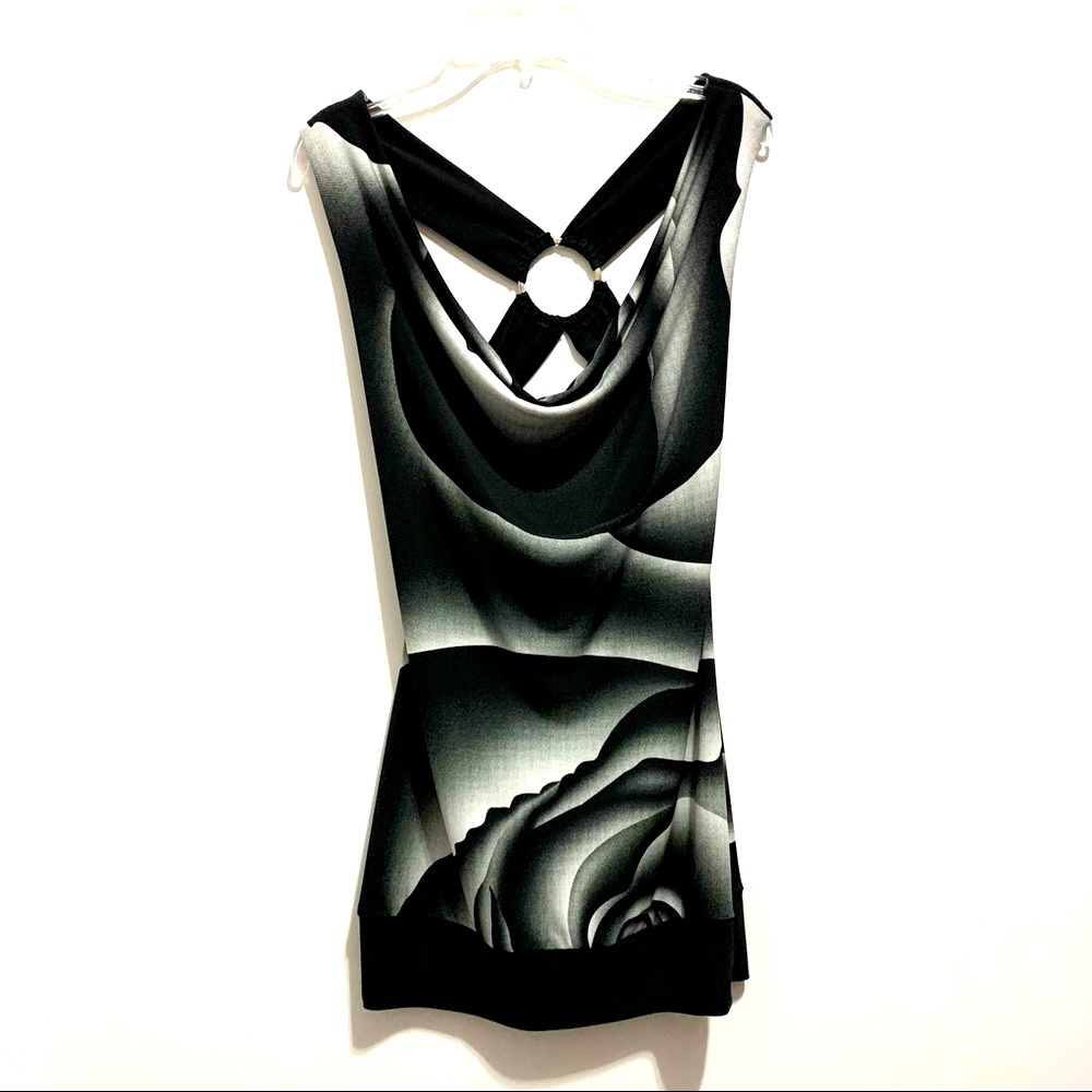 Urban Vibe Woman’s Black / Gray Draped Cowl Neck Mini Dress